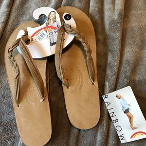 Women’s rainbow braided sandals flip flops